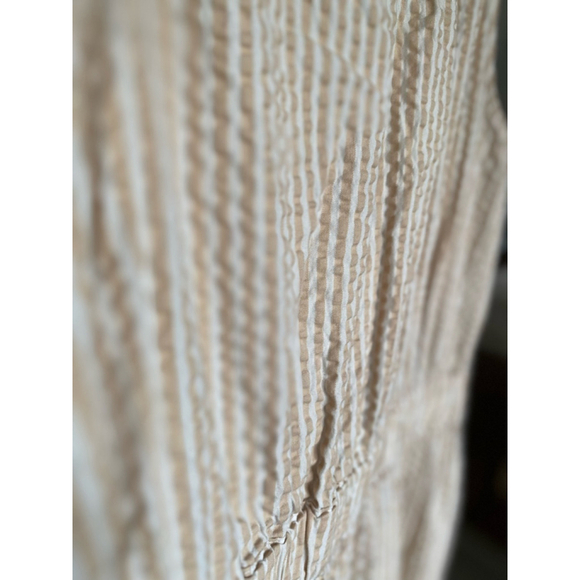 Level Eight Cotton Seersucker Romper Jumpsuit Striped Coastal Minimal Neutral M - Picture 7 of 11